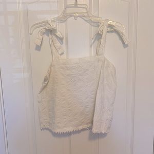 Aerie White Eyelet Cropped Tie Strap Top